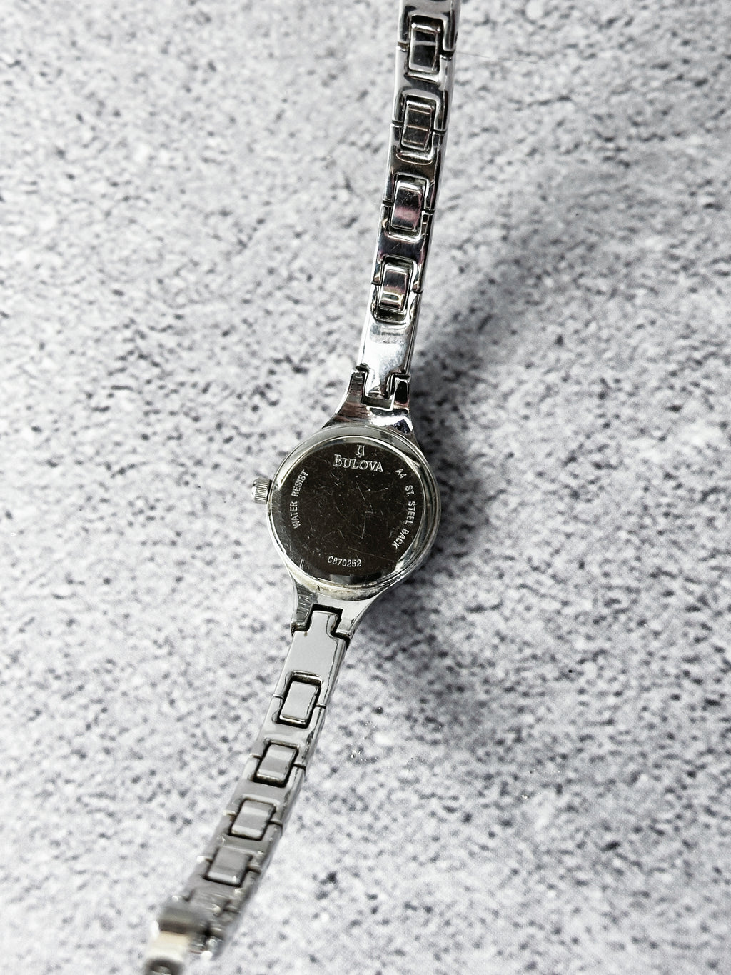 1990s Vintage Bulova Silver-Tone Bangle Cuff Watch