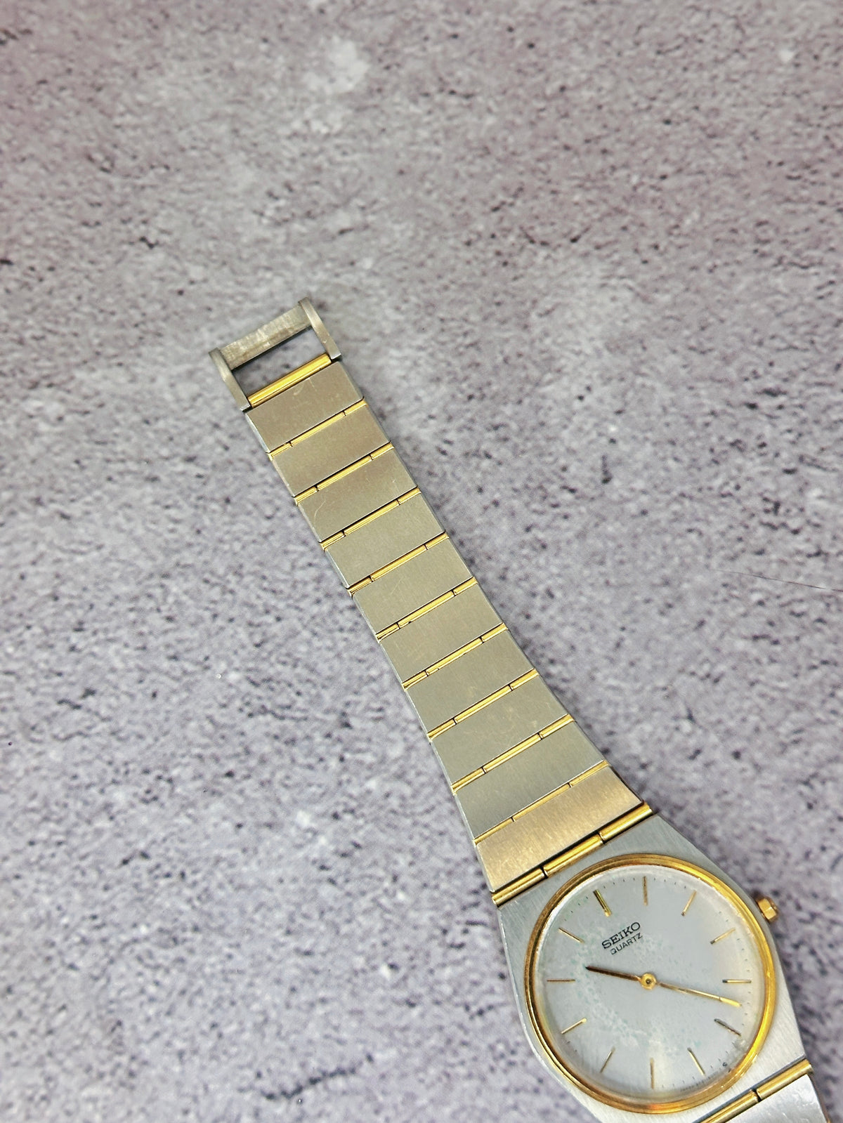 1980s Vintage Seiko 9021-6000 Two-Tone Integrated Link Dress Watch – Rare Brushed Steel & Gold Edition