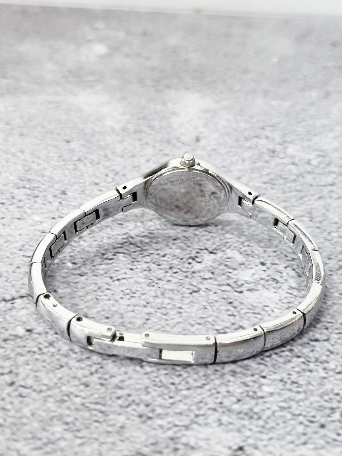 1990s Vintage Bulova Silver-Tone Bangle Cuff Watch