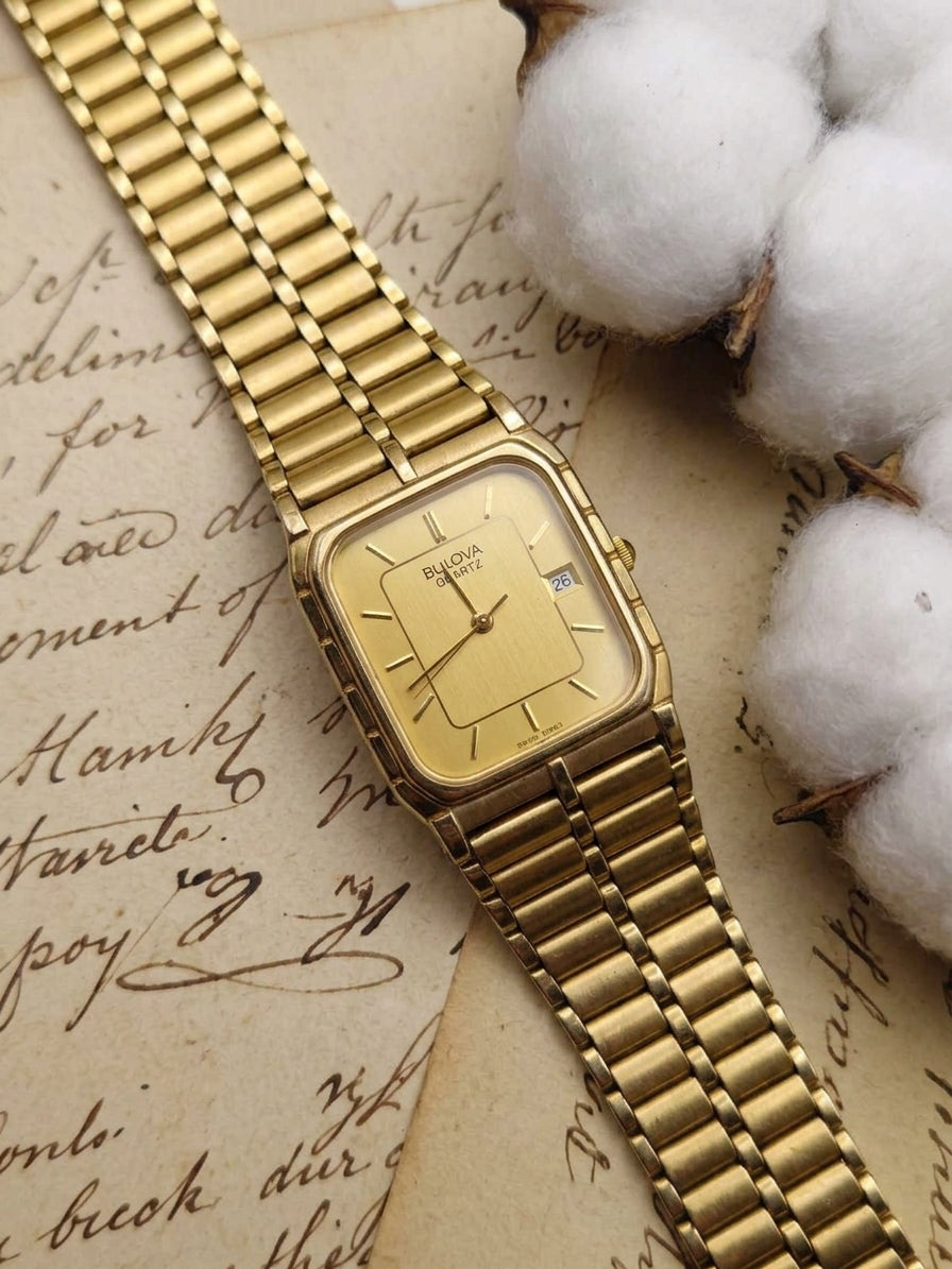 1980s Vintage Swiss Bulova Dual-Tone Date Watch