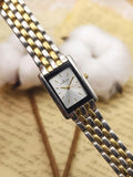 1990s Vintage Anne Klein Two-Tone Tank Dress Watch – Rare Black Framed Dial Edition