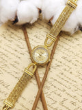 1990s Vintage Xanadu Gold-Tone Crystal Octagonal Dress Watch – Multi-Strand Mesh Bracelet Edition
