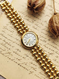1990s Vintage Le Baron Gold-Tone Beaded Bracelet Watch – Rare Roman Numeral Edition