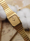 Arriving Soon - 1980s Vintage Seiko Integrated Diamond Marker Tank Watch – Rare Monochromatic Gold Edition