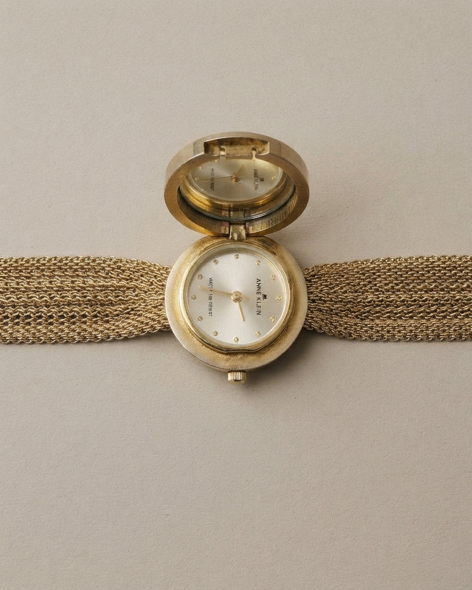 Arriving Soon - 1980s Vintage Anne Klein "Peek-A-Boo" Flip-Cover Dress Watch – Rare Locket Design Edition