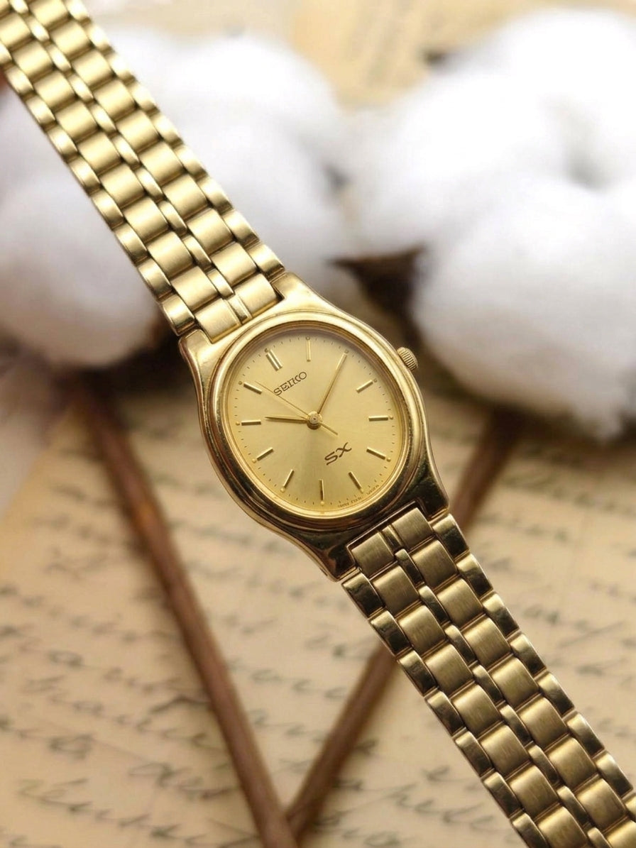 Arriving Soon - Vintage Seiko SX Gold-Tone Oval Dress Watch – Classic Link Edition