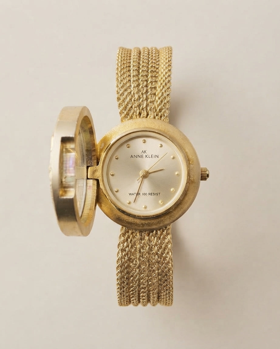 Arriving Soon - 1980s Vintage Anne Klein "Peek-A-Boo" Flip-Cover Dress Watch – Rare Locket Design Edition