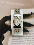 Vintage Vivani Silver-Tone Marquise Dress Watch – Cross Openwork Bangle Bracelet Edition