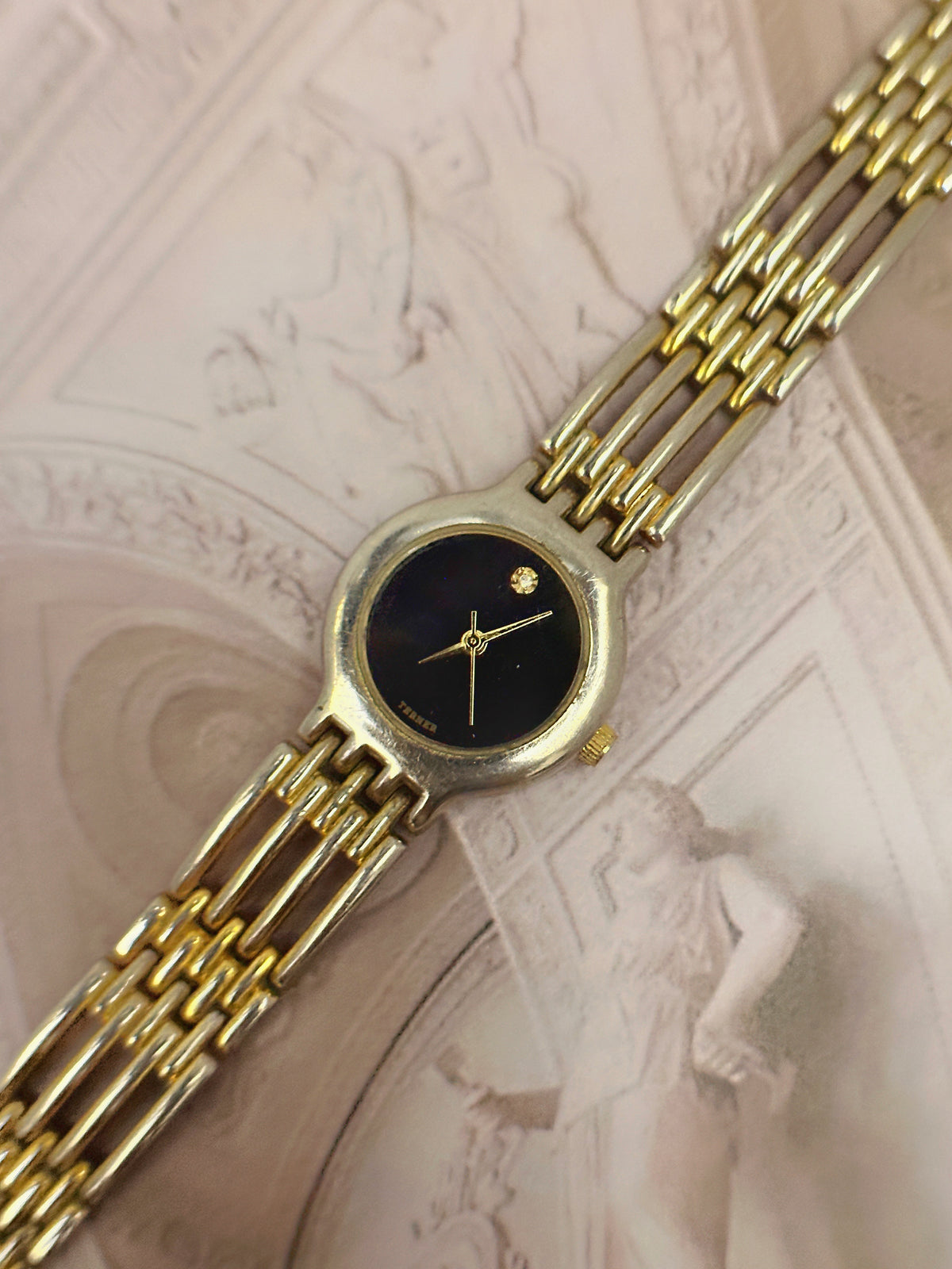 Vintage Terner Two-Tone Minimalist Museum Dial Watch – Openwork Ladder Link Bracelet Edition
