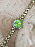 Vintage Geneva Silver-Tone Round Dress Watch – Iridescent Dial & Hugs-and-Kisses (XOXO) Link Bracelet Edition