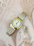 Vintage Two-Tone Classic Round Dress Watch – White Dial & Five-Row Link Bracelet Edition