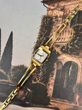 1980s–1990s Vintage Timex Gold-Tone Rectangular Dress Watch – White Dial & Split-Link Bracelet Edition