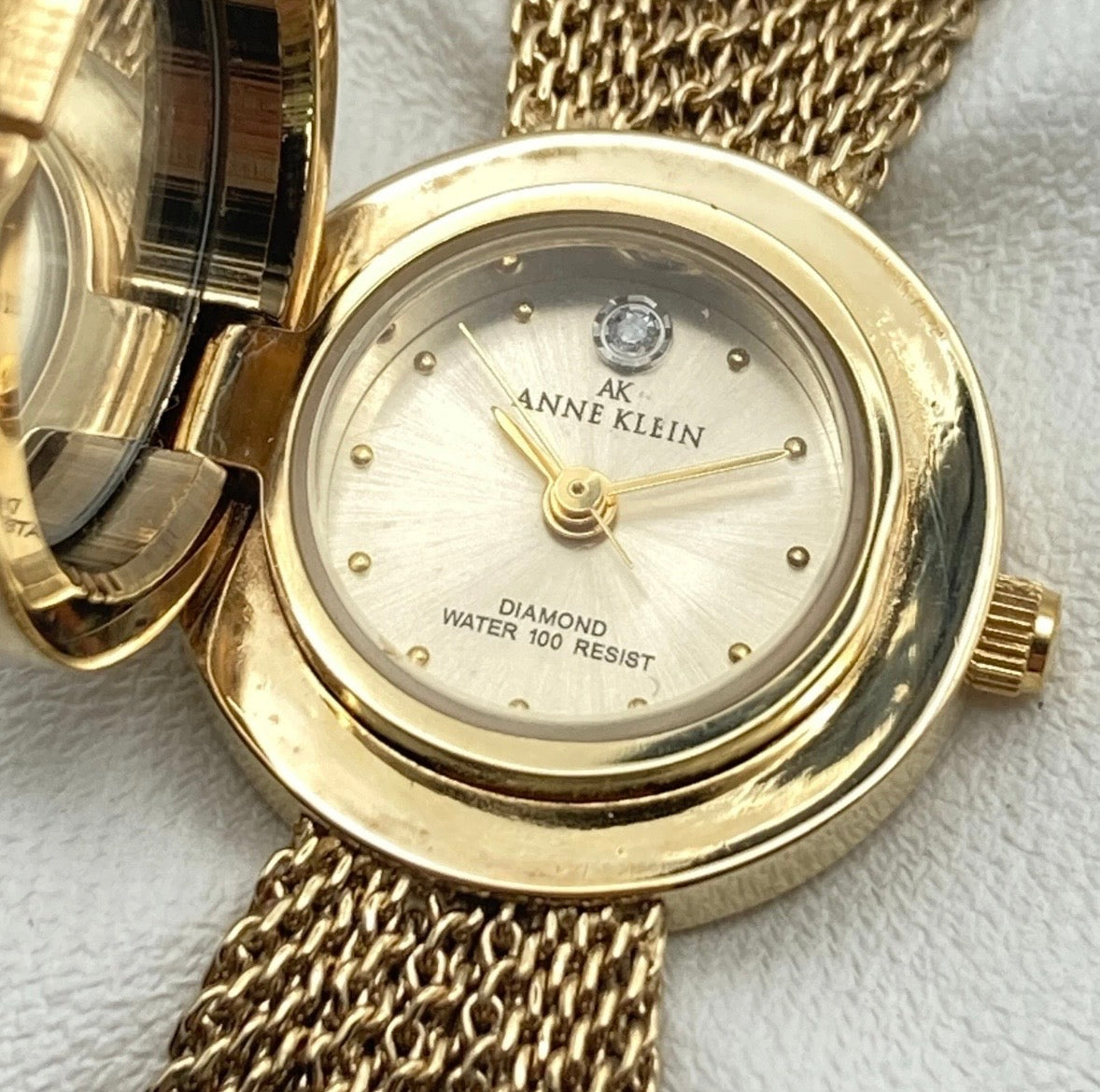 Arriving Soon - 1990s Vintage Anne Klein Diamond Accent "Peek-A-Boo" Flip-Top Watch – Extremely Rare Secret Locket Design