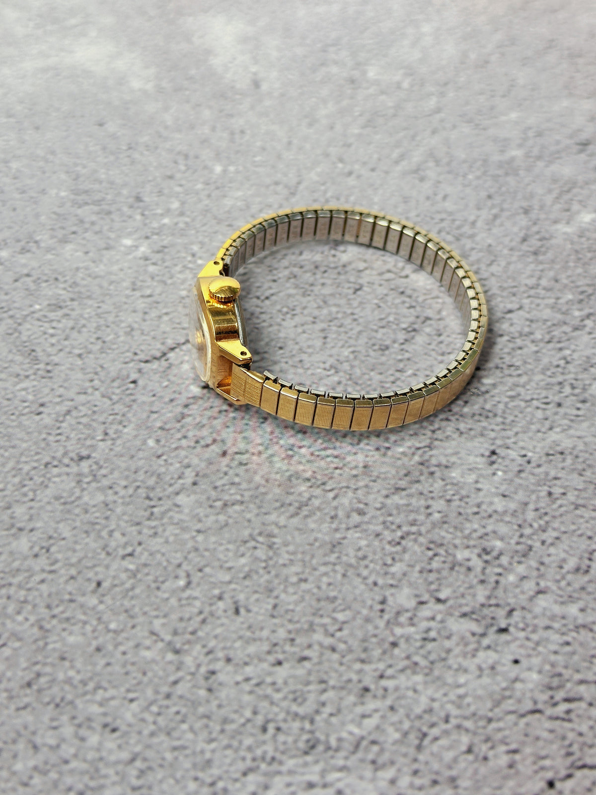 1970s Vintage Timex Gold-Tone Mechanical Dress Watch – Cushion Case Expansion Band Edition