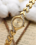 1990s Vintage Anne Klein II Crystal Bezel Leaf-Link Dress Watch – Rare Sculptural Jewelry Edition